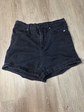 Altar’d State Black Denim Shorts High Rise Stretchy Cuffed Soft Jean Shorts 28